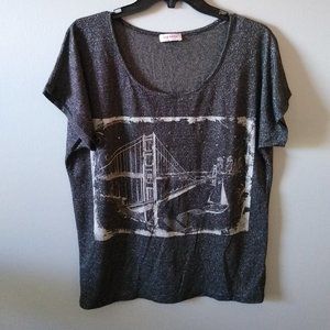 Orsay metallic/lurex‎ graphic top XL
